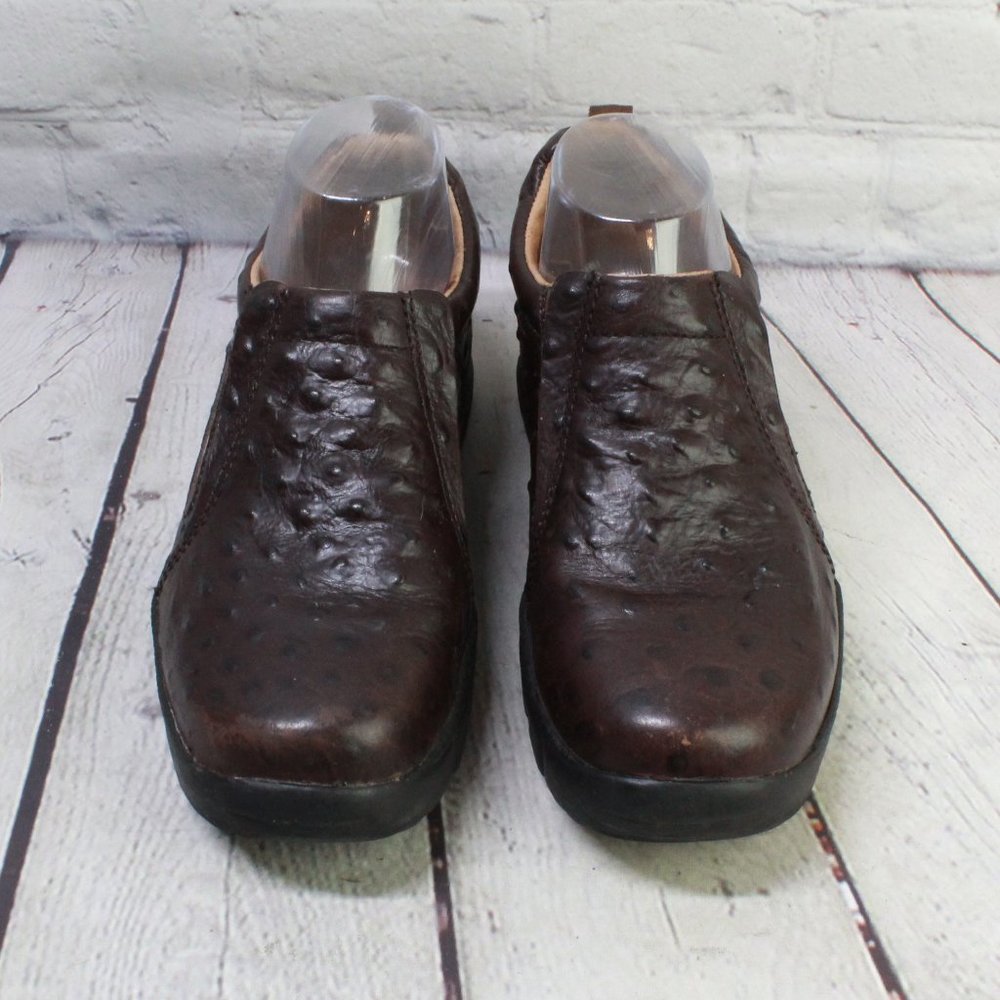 Roper Performance Brown Ostrich Leather Slip On Comfort Loafer Shoes Size 7 - Picture 5 of 9